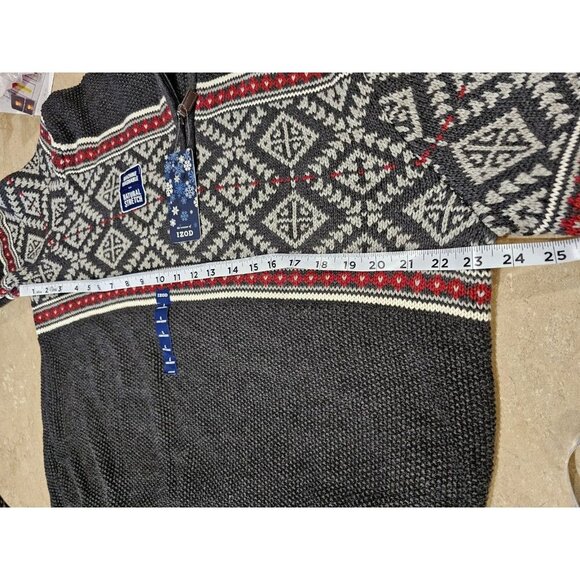 NWT‎ Men's IZOD Fair Isle 1/4 Zip Sweater Dark Gray Size Large - Picture 3 of 11